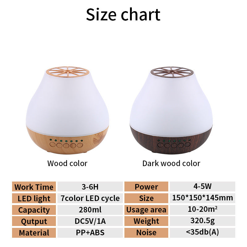 Rasmun USB Ultrasonic Essential Oil Diffuser – Silent Aroma Diffuser with Colorful Light, Light/Dark Wood Grain, Bluetooth Optional