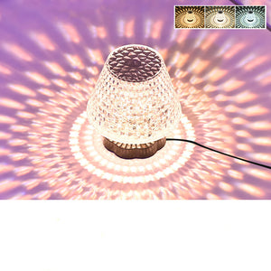 Rasmun Diamond Crystal LED Touch Table Lamp – USB Rechargeable Night Light with Dimmable Colors for Bedroom, Wedding & Restaurant Decor