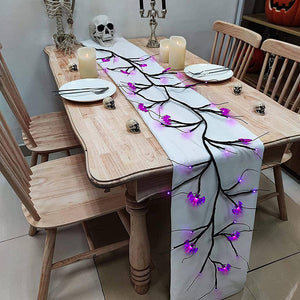 Rasmun Halloween LED Willow Vine String Lights – Cartoon Bat & Pumpkin Decoration for Indoor & Outdoor Party Decor