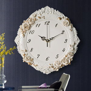 Rasmun European Style Wall Clock – 12-Inch Resin Art Clock for Living Room, Office, Bedroom, and Home Decor