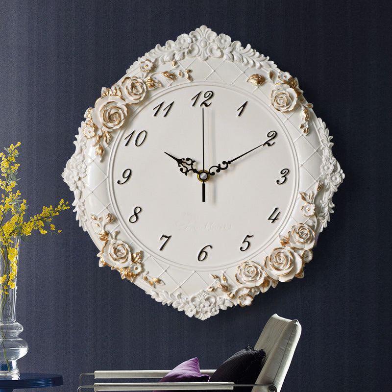 Rasmun European Style Wall Clock – 12-Inch Resin Art Clock for Living Room, Office, Bedroom, and Home Decor