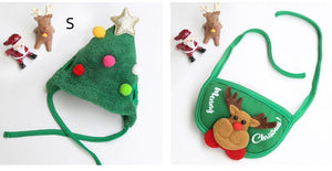 Rasmun Pet Christmas Hat & Saliva Towel Bib – Cute Festive Pet Outfit