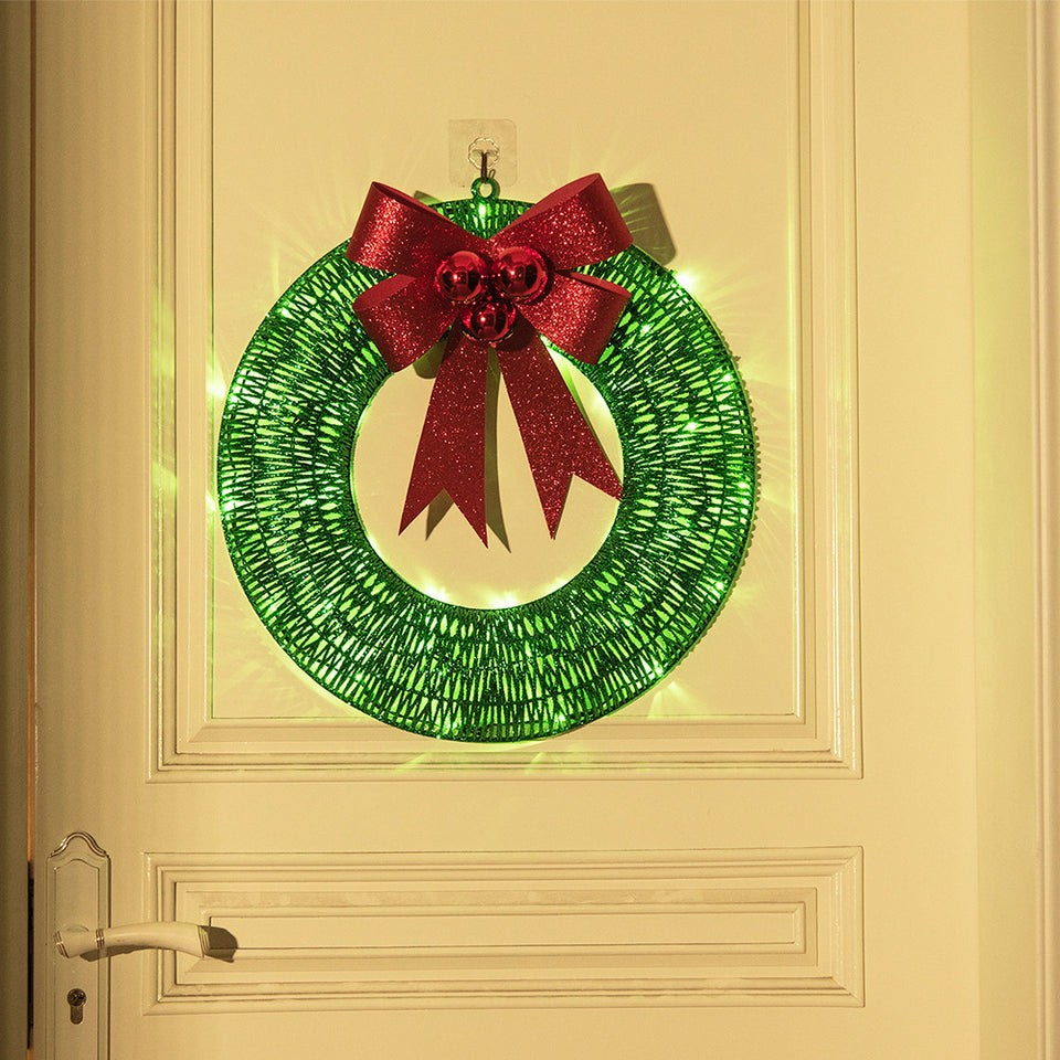 Rasmun 50CM Luminous Christmas Garland Wreath – Warm LED Lights