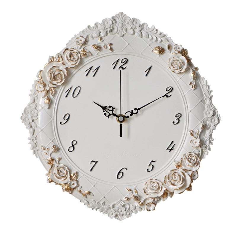 Rasmun European Style Wall Clock – 12-Inch Resin Art Clock for Living Room, Office, Bedroom, and Home Decor