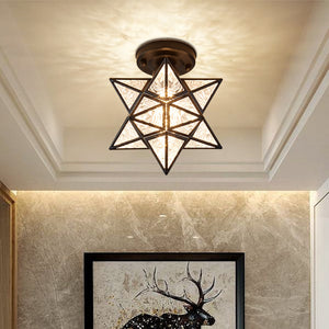 Rasmun Nordic Five Star Ceiling Lamp – LED Flush Mount Light with Warm & Tri-Color Modes for Hallway, Balcony, Porch & Modern Interiors