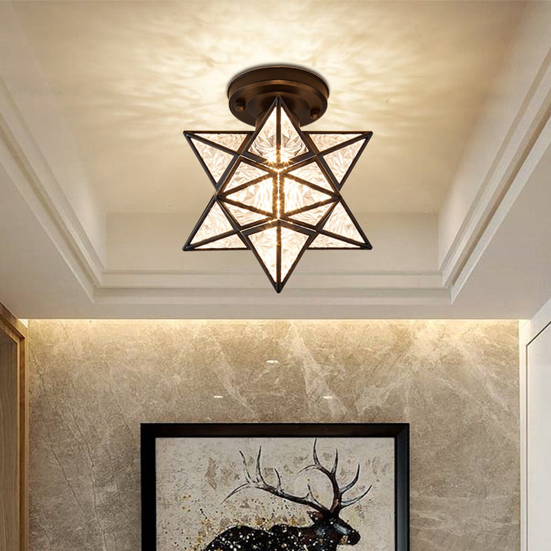Rasmun Nordic Five Star Ceiling Lamp – LED Flush Mount Light with Warm & Tri-Color Modes for Hallway, Balcony, Porch & Modern Interiors