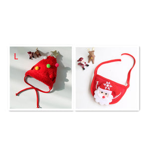 Rasmun Pet Christmas Hat & Saliva Towel Bib – Cute Festive Pet Outfit