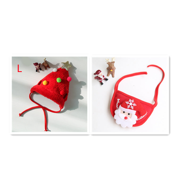 Rasmun Pet Christmas Hat & Saliva Towel Bib – Cute Festive Pet Outfit