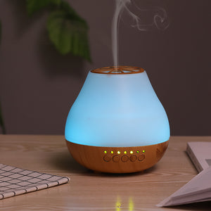Rasmun USB Ultrasonic Essential Oil Diffuser – Silent Aroma Diffuser with Colorful Light, Light/Dark Wood Grain, Bluetooth Optional
