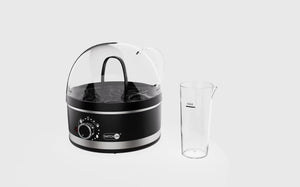 Rasmun Mini Plug-in Steam Egg Boiler – 7-Egg Cooker with Stainless Steel Plate, Overheat Protection & Adjustable Hardness