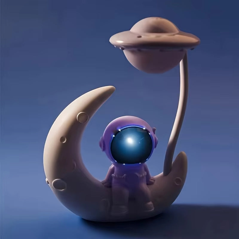 Rasmun Moon Astronaut Nightlight – LED Desk Lamp for Bedroom, Soft Light USB-Powered Night Lamp Gift for Kids & Adults