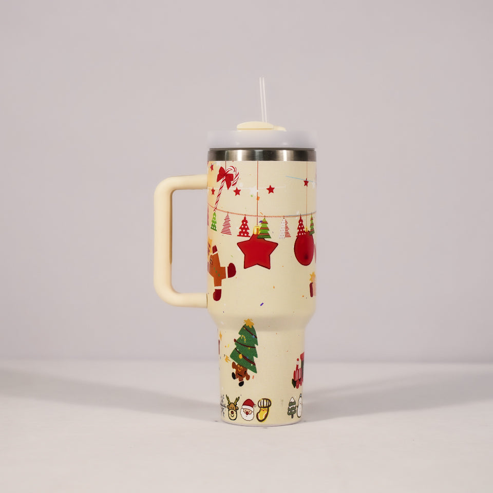 Rasmun 1200ml Insulated Stainless Steel Tumbler with Handle and Straw