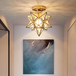 Rasmun Nordic Five Star Ceiling Lamp – LED Flush Mount Light with Warm & Tri-Color Modes for Hallway, Balcony, Porch & Modern Interiors