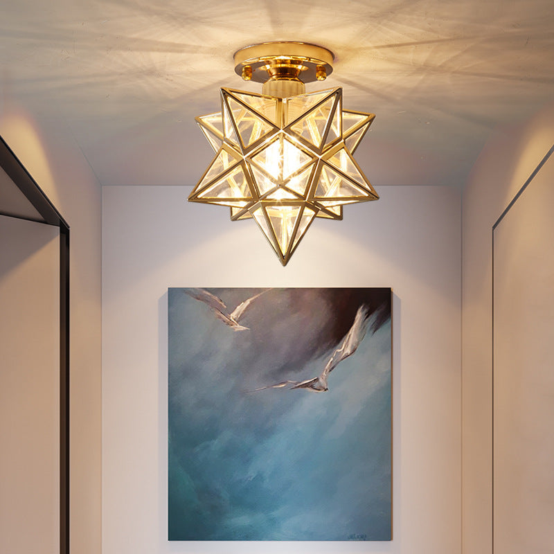 Rasmun Nordic Five Star Ceiling Lamp – LED Flush Mount Light with Warm & Tri-Color Modes for Hallway, Balcony, Porch & Modern Interiors