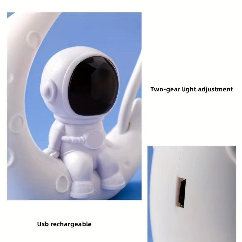 Rasmun Moon Astronaut Nightlight – LED Desk Lamp for Bedroom, Soft Light USB-Powered Night Lamp Gift for Kids & Adults