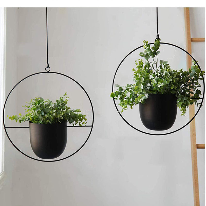 Rasmun Iron Hanging Orchid Pots – Modern Electroplated Hydroponic Planters for Home & Office Decor, Black