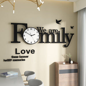 Rasmun Fashion Luxury Wall Clock – European Style Acrylic Wall Décor with English Stickers, Battery Powered for Living Room, Bedroom & Office