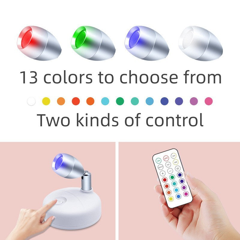 Rasmun Wireless RGB LED Cabinet Spot Light – Remote Control, Adjustable Angle, Battery Powered for Home & Display Lighting