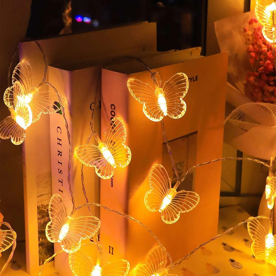 Rasmun 3M 20-LED Butterfly String Lights – Battery-Powered Christmas Fairy Lights