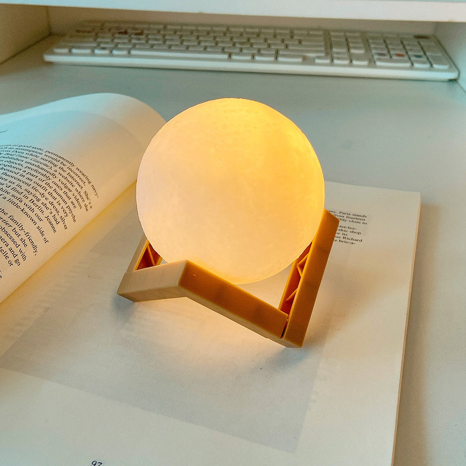 Rasmun 3D Print Rechargeable Moon Lamp – Touch Switch LED Night Light for Bedroom Decor & Gifts