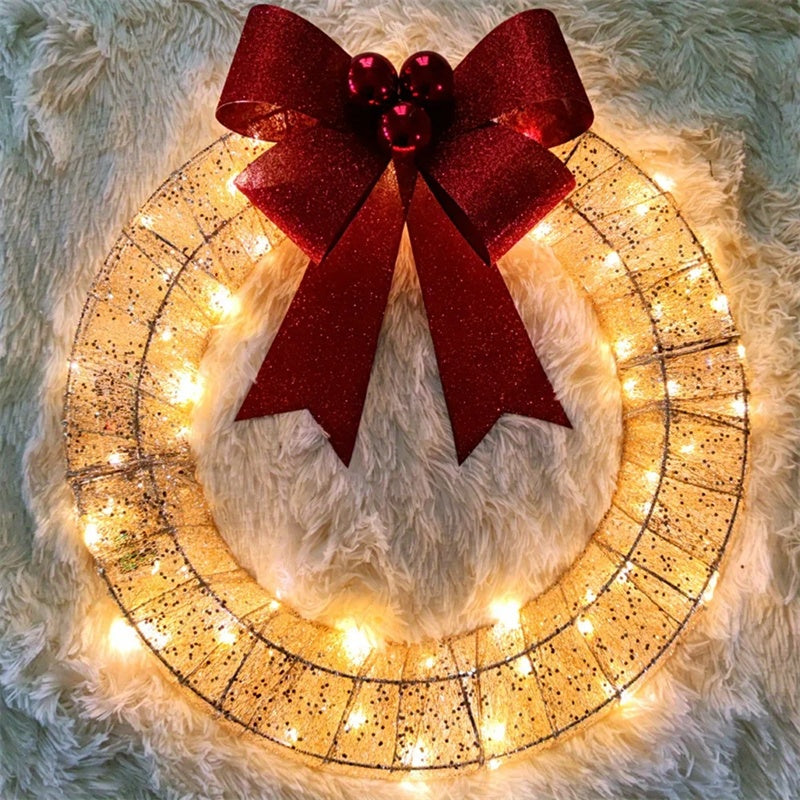 Rasmun 50CM Luminous Christmas Garland Wreath – Warm LED Lights