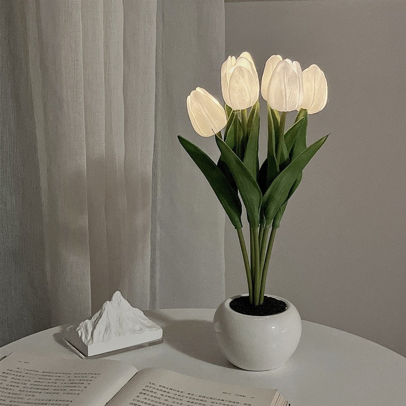 Rasmun LED Tulip Flower Night Light – Artificial Flowerpot Table Lamp for Home, Bedroom & Gift Decoration
