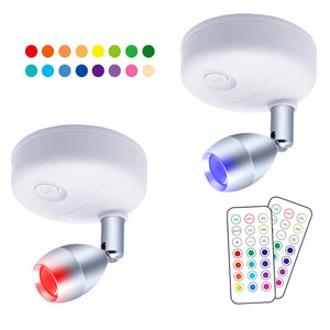 Rasmun Wireless RGB LED Cabinet Spot Light – Remote Control, Adjustable Angle, Battery Powered for Home & Display Lighting