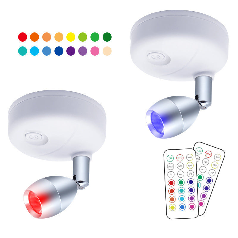 Rasmun Wireless RGB LED Cabinet Spot Light – Remote Control, Adjustable Angle, Battery Powered for Home & Display Lighting