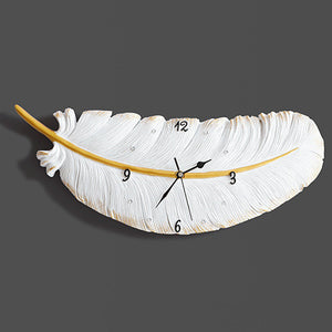 Rasmun Nordic Style Silent Wall Clock – Modern Resin Feather Clock for Living Room, Bedroom, Office Décor