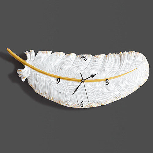 Rasmun Nordic Style Silent Wall Clock – Modern Resin Feather Clock for Living Room, Bedroom, Office Décor