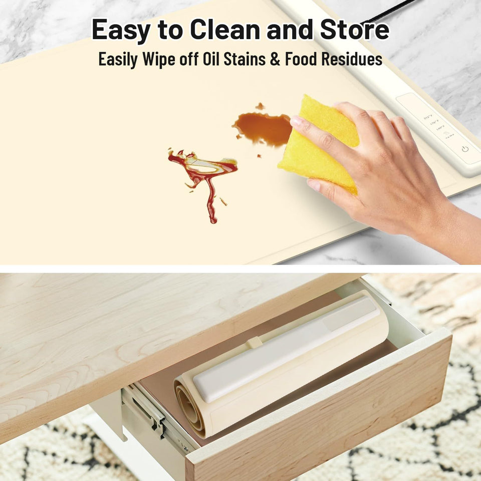 Rasmun Foldable Food Warming Mat – Electric Warming Tray with Graphene Heating, 3 Temp Settings, Touch Control, Portable Hotplate