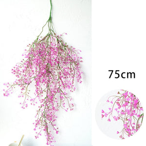 Rasmun Hanging Rattan Basket with Fake Flowers – Realistic Plastic Greenery Wall Decor for Home & Garden
