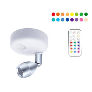Rasmun Wireless RGB LED Cabinet Spot Light – Remote Control, Adjustable Angle, Battery Powered for Home & Display Lighting