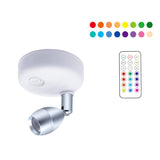 Rasmun Wireless RGB LED Cabinet Spot Light – Remote Control, Adjustable Angle, Battery Powered for Home & Display Lighting