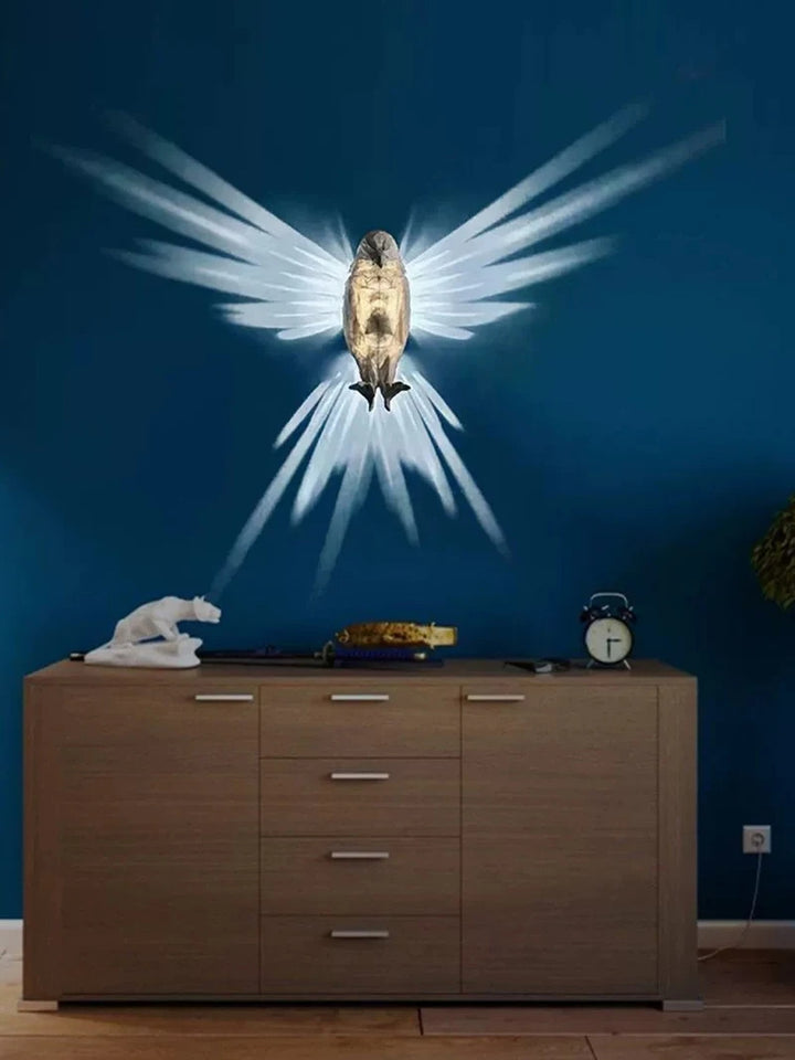 Rasmun Modern Bird Wall Lamp – 3D Owl & Eagle Projector Sconce Light | Unique Animal-Shaped Resin Home Decor Accent for Bedroom, Living Room & Gifts