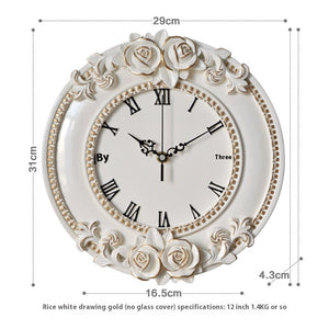 Rasmun European Style Wall Clock – 12-Inch Resin Art Clock for Living Room, Office, Bedroom, and Home Decor