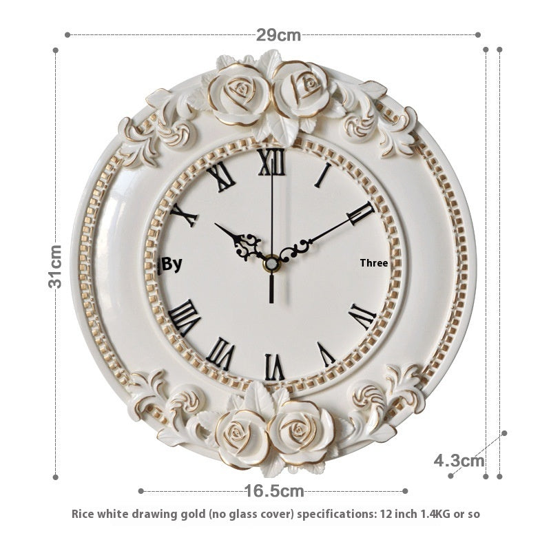 Rasmun European Style Wall Clock – 12-Inch Resin Art Clock for Living Room, Office, Bedroom, and Home Decor