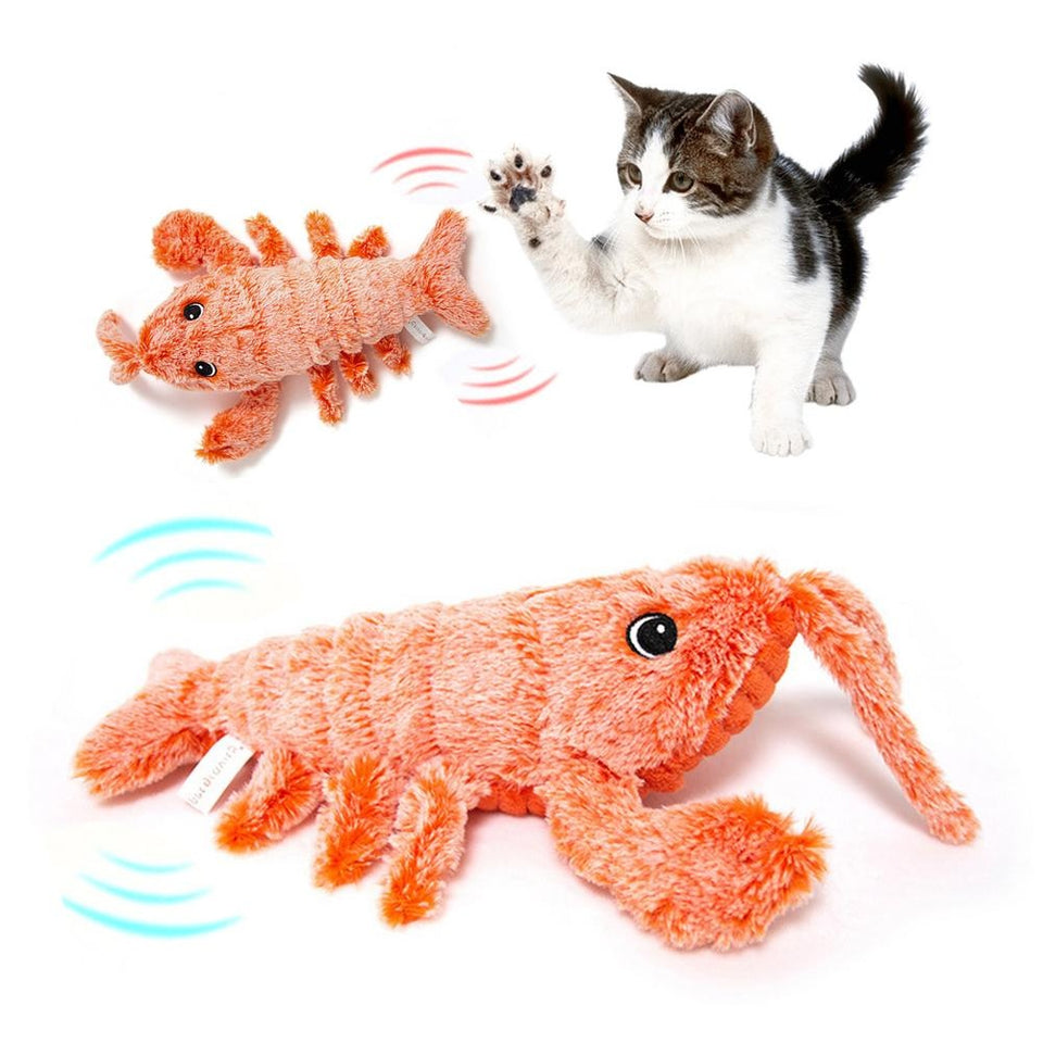 Rasmun Electric Jumping Shrimp Cat | USB Plush Lobster